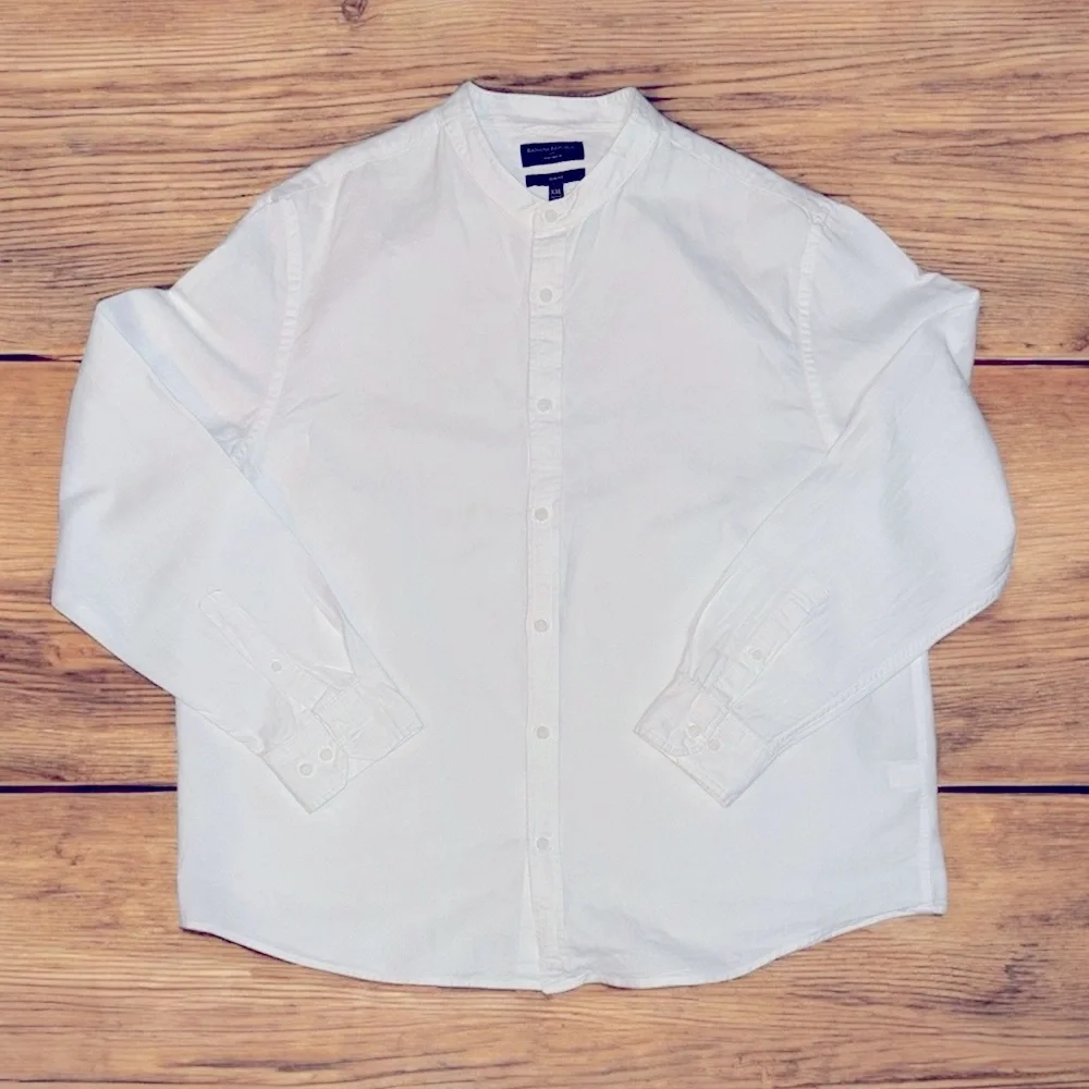 Mens Banana Republic Linen Blend Slim Fit Button Down Shirt Size XXL‎